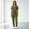 Women's Uniform Scrub Set - Quick-Dry V-Neck Short Sleeve Top with Pockets and Long Pants, Color
