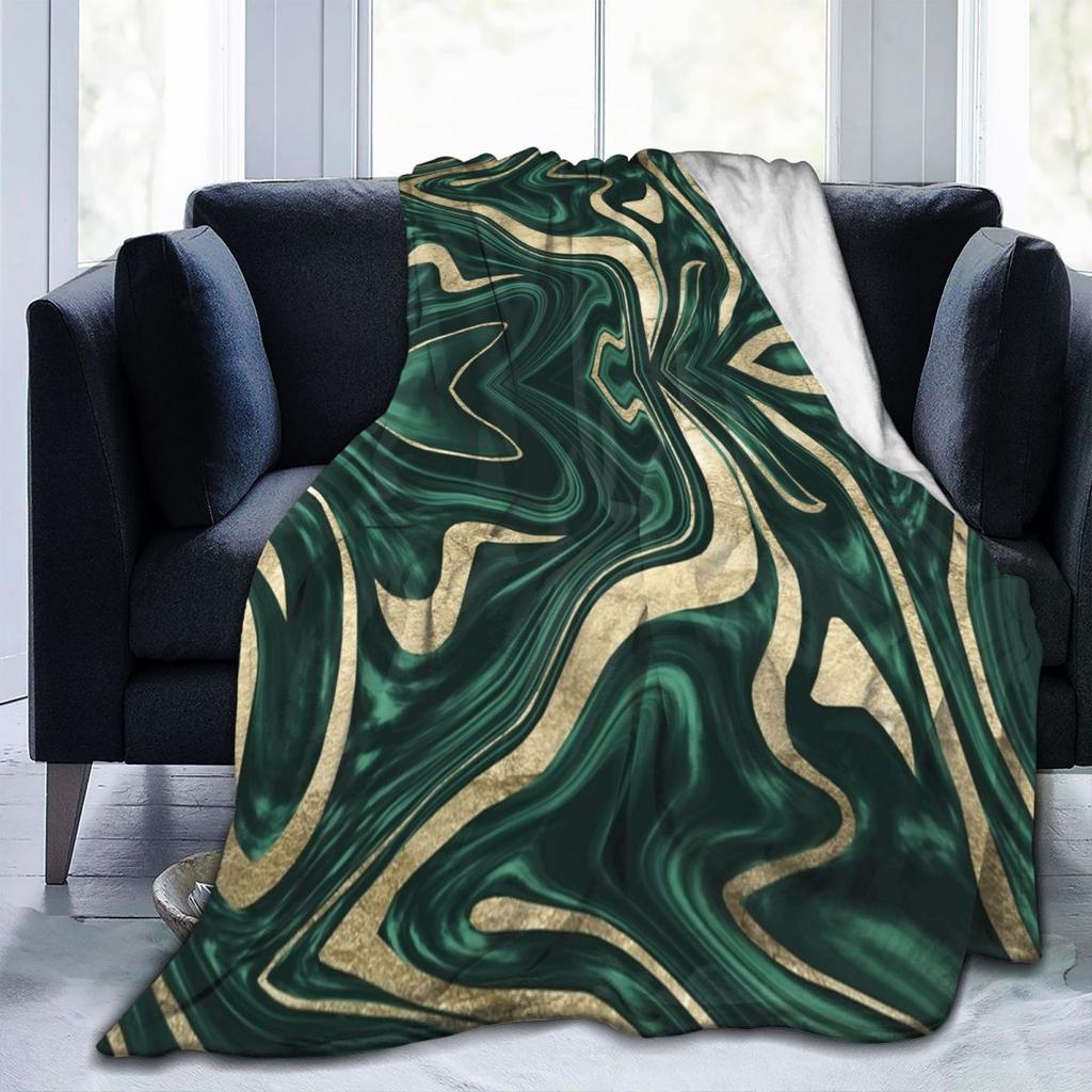 Black Gold Marble Blankets Fleece Sofa Throw Blanket Lightweight for Home Bedroom Travel Throws Bedspread Quilt