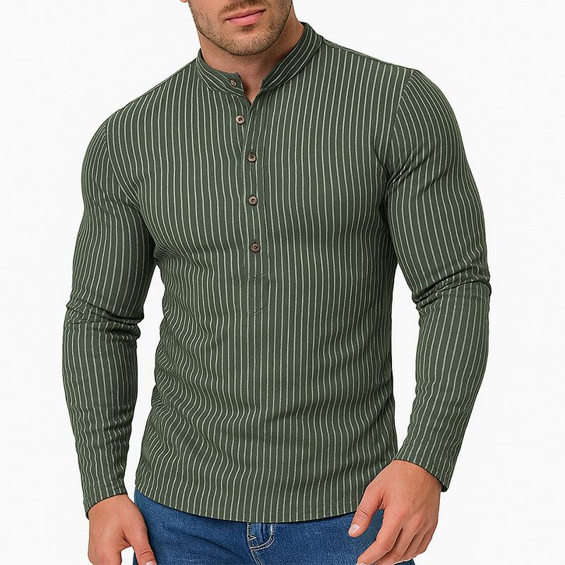 New Spring Men's Fashion Printed Long Sleeve Shirt Casual Versatile Daily Wear Top