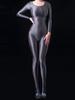 Sexy Women Oil Glossy Shiny Elastic Bodysuit Yoga Shapping Tights Bodycon Silky Satin Smooth Jumpsuits Maid Leotard Candy Color