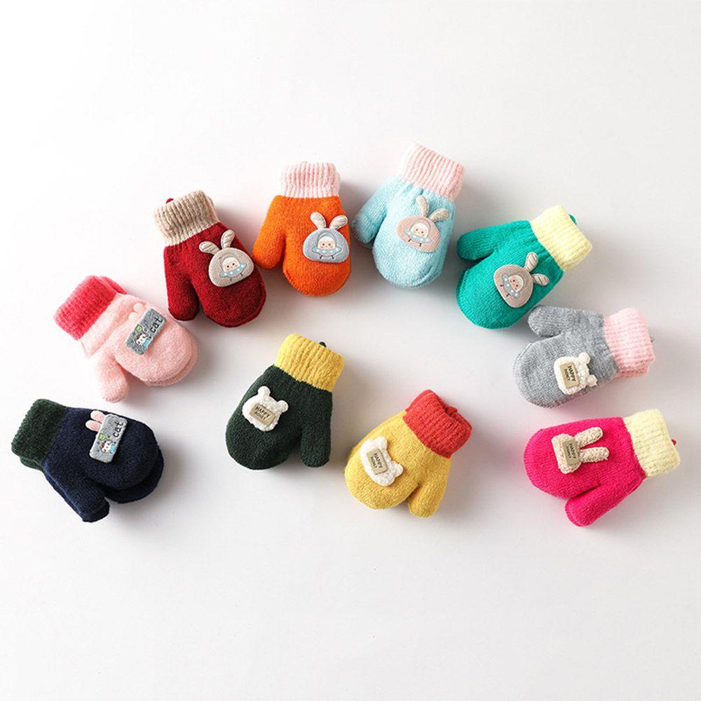Boys Outdoor Girls Rabbit Baby Children Thickened Cartoon Gloves Knitted Gloves Baby Mittens Warm Mittens