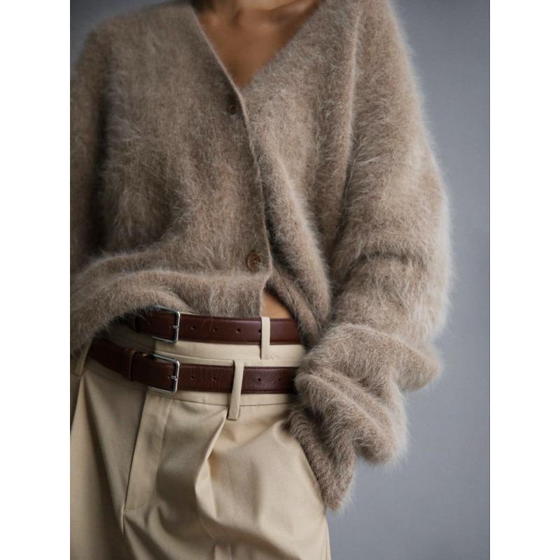 Damen Elegant Einfach geknöpft Lässige Strickjacke Herbst Winter Langarm Weicher V-Ausschnitt Pullover