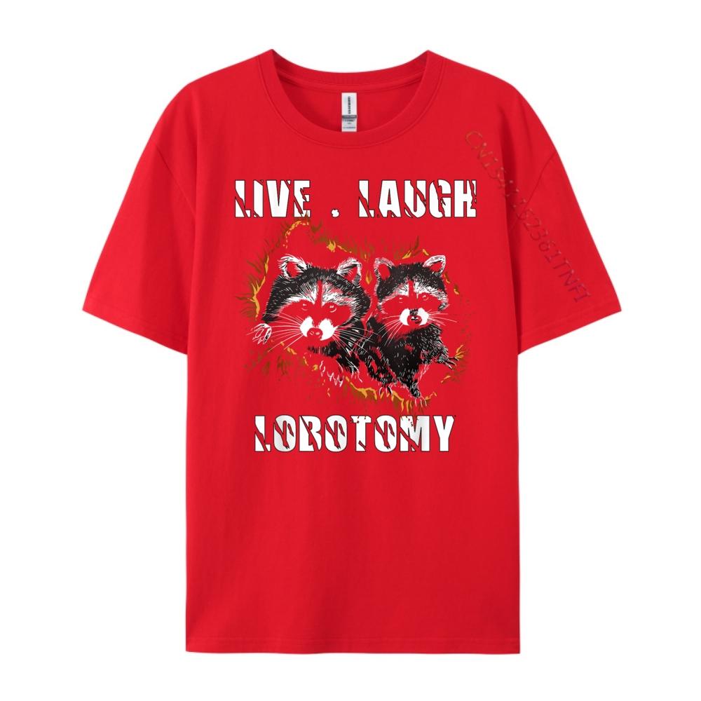 Live Laugh Lobotomy Retro Opossum Lovers Mens Shirts Graphic Tee Mens Clothing Tshirts S