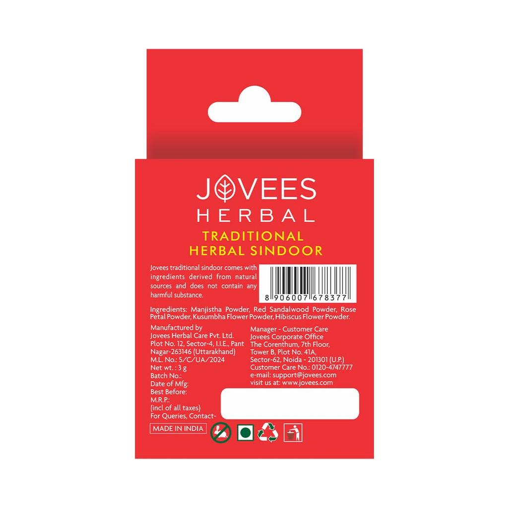 Jovees Herbal Traditional Sindoor Deep Maroon 3g Pack of 2 Smudge Proof Long Lasting Intense Color