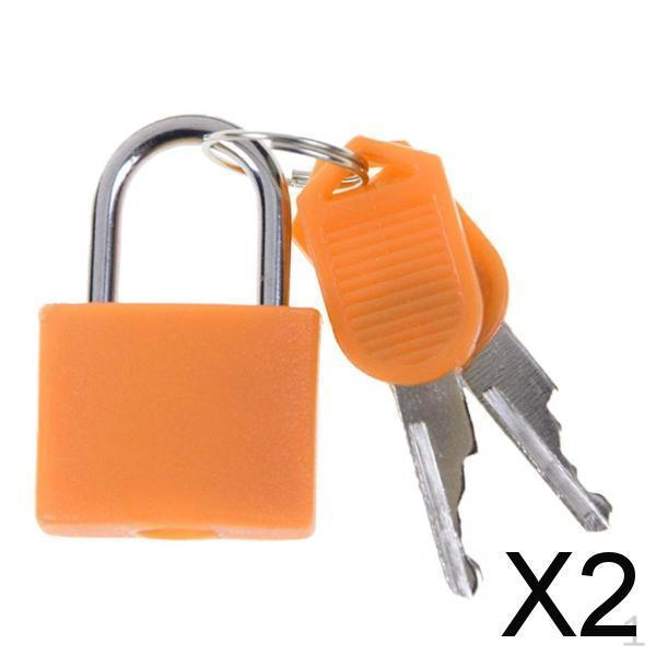 

2xМини стальной навесной замок Чемодан Ежедневные путешествия с 2 ключами Оранжевый