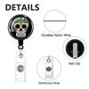 Halloween Skull Badge Reel Holder Clips Retractable Keychain Mexican Day Of The Dead Id Badge Reel Key Chain For Doctor Nurse