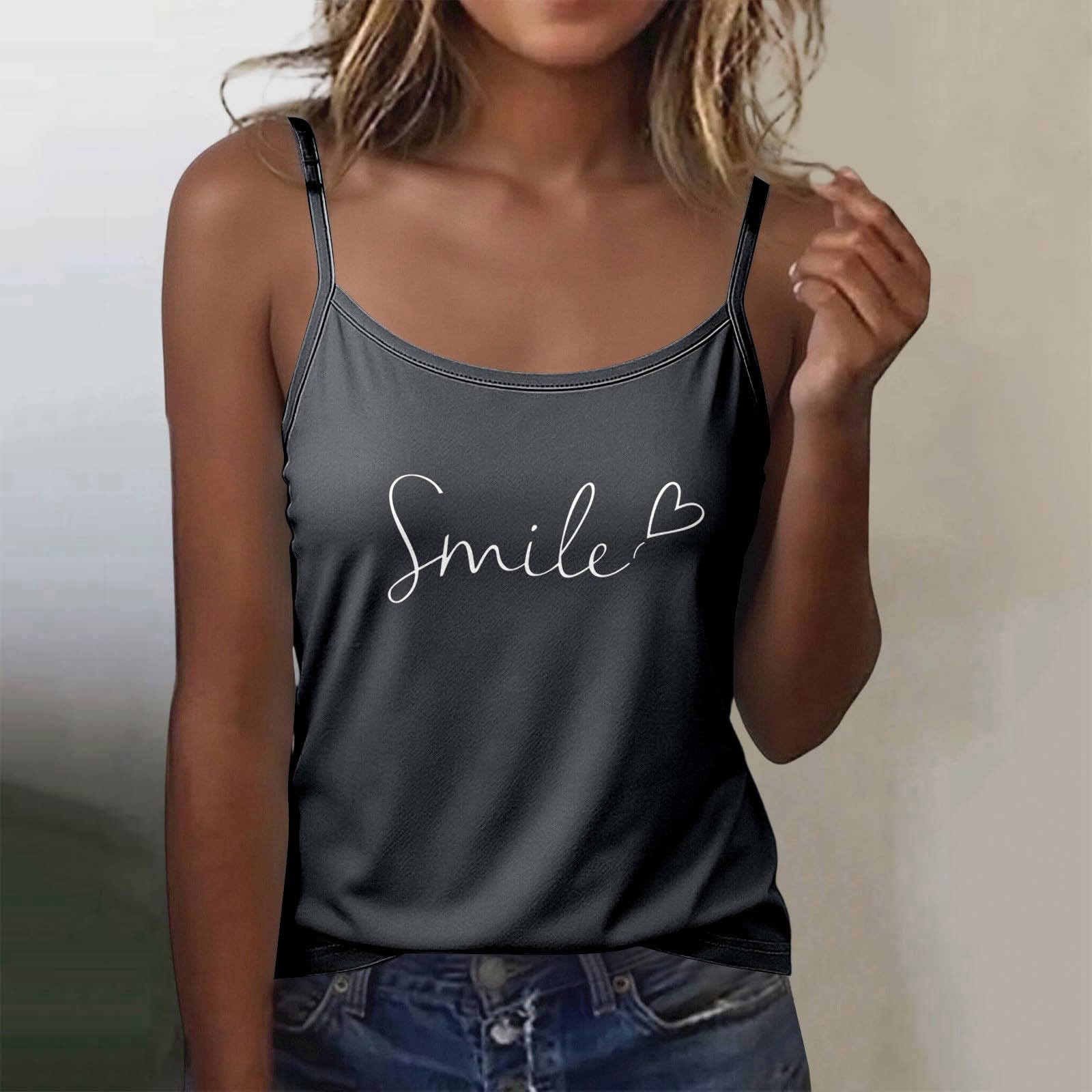 

Women s Basic Sleeveless Slim Fit Stretchy Camisole Tank Top with Round Neck and Adjustable Straps Suitable for Layering and Casual Wear L