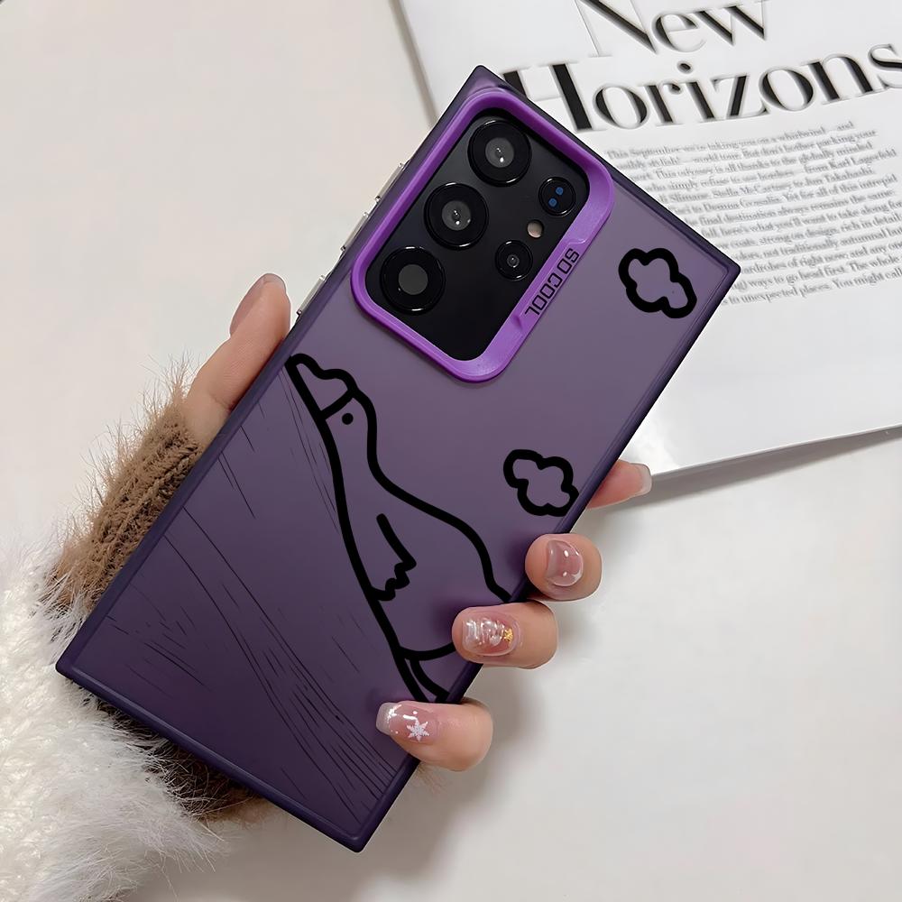 Cute Cartoon Duck Phone Case For Samsung Galaxy S25 Edge S24 S23 S22 S21 S20 Ultra Funda Silicone Silver Cover