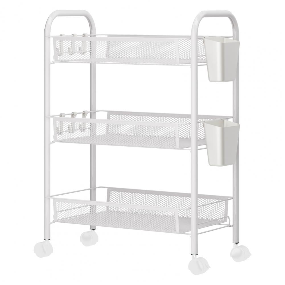 Kitchen Bathroom Storage Basket, 3/4/5 Tier Stackable Metal Mesh Storage Basket with Wheels, Fruit Vegetable Basket Holder