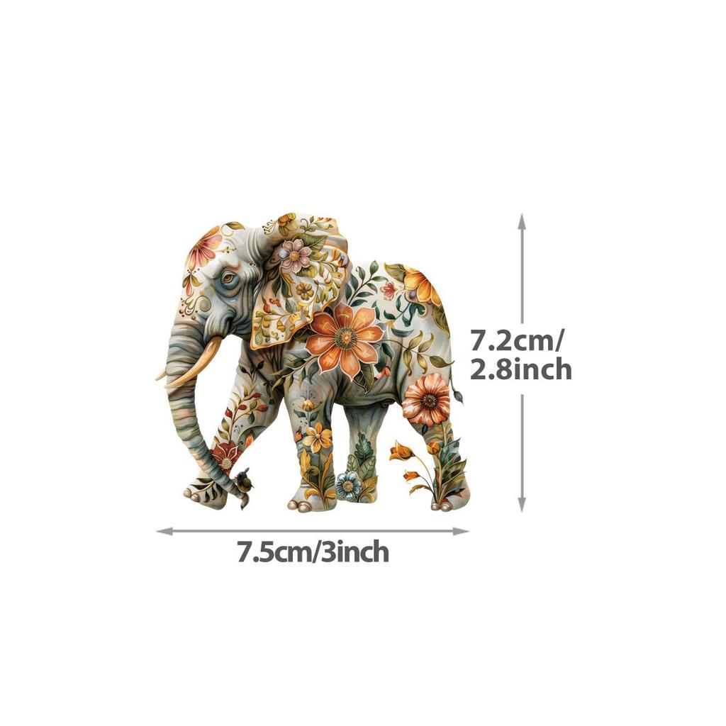 Iron On Patches Elephant With Flowers Diy Parches Ropa Clothes Stickers T-Shirt Hoodies Heat Press Appliqued Stickers For Cloth