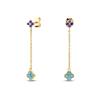 ROXI S925 Silver Petals Stud Earring Microinlaid Colorful Cubic Zirconia Chain Tassel Earrings For Women Dangle Earring