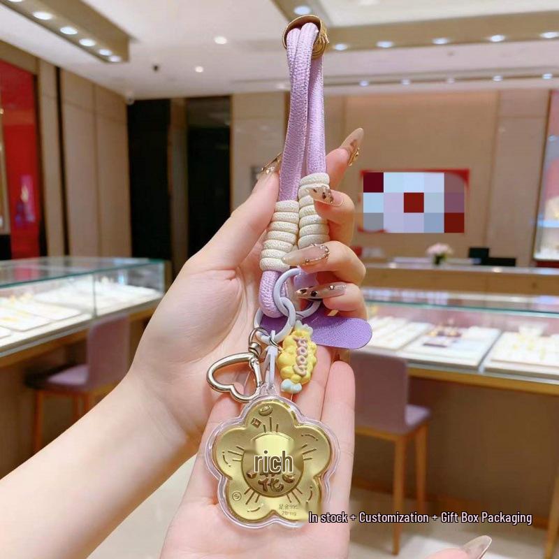 999 Pure Gold Flower Keyring Bag Charm - Perfect Gift for Best Friend or Girlfriend