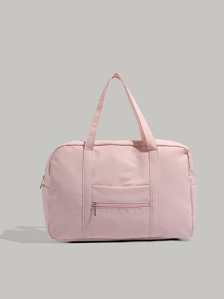 

Niche Portable Light Large Capacity Casual Korean Fitness Bag Travel Bag Boston Zipper Shoulder Handbag Women розовый