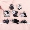 Cute Black Cat Enamel Pins Not Today Sleep Kitten Magnifying Glas Naughty Cats Aniaml Brooches Lapel Badge Funny Jewelry Gifts