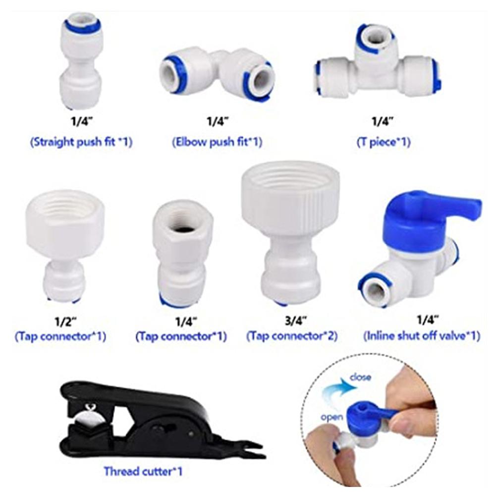 

14 Inch Flexible Water Hose Fittings Kit with Valve for Connecting RO Filter and Refrigerator Compatible with Aquariums China Mainland