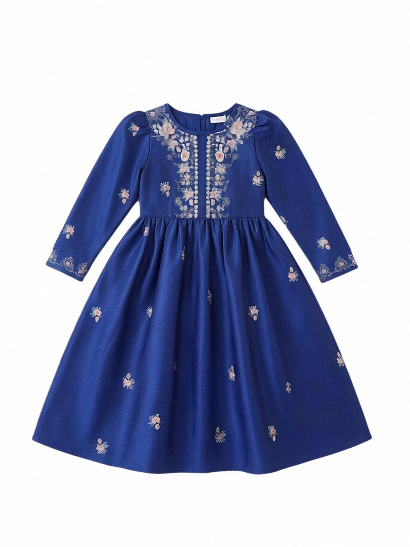 

Girls dress, blue, round neck, suitable for ages 4-7 4Y церулеан голубой