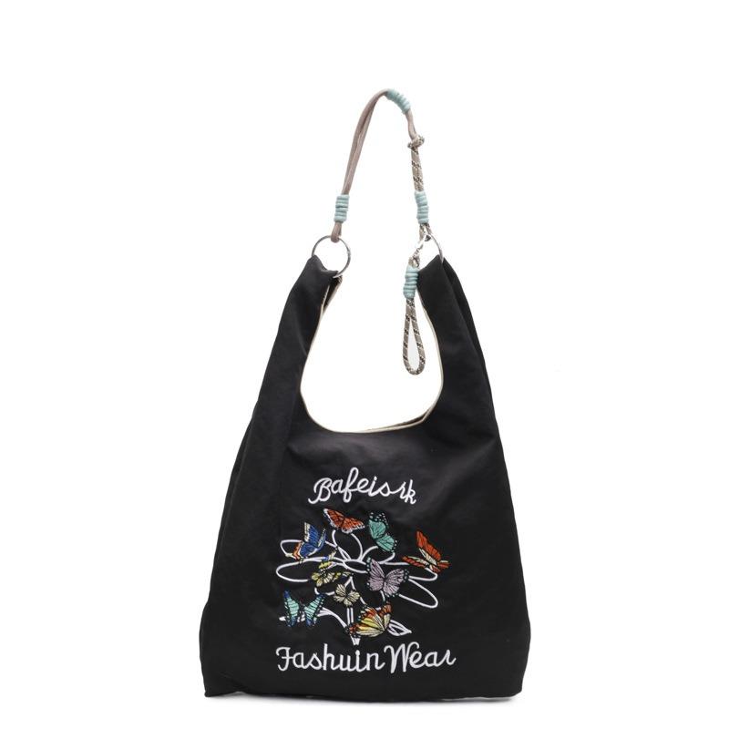 Embroidered shopping bag New eco-friendly bag Commuter fashion versatile tote shoulder women's cloth bag