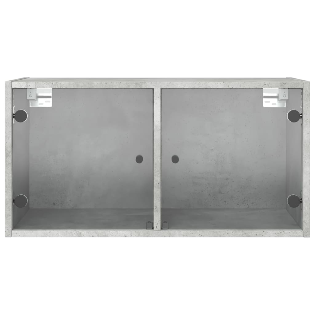 Wall Cabinet with Glass Doors Concrete Grey 68.5 x 37 x 35 cm