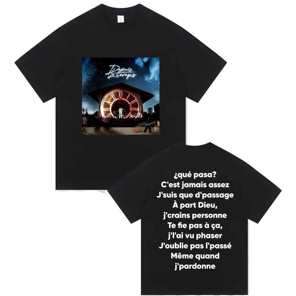 Rapper BOUSS ET SI JECHOUE Album 2025 Graphic T Shirts Mens Hip Hop Pop Music Fashion Short Sleeve Cotton TShirt Streetwear