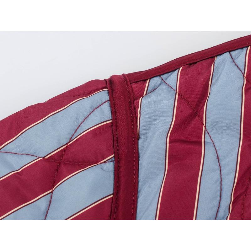 Women Long Sleeve Striped Cotton Padded Jacket With Knot Button