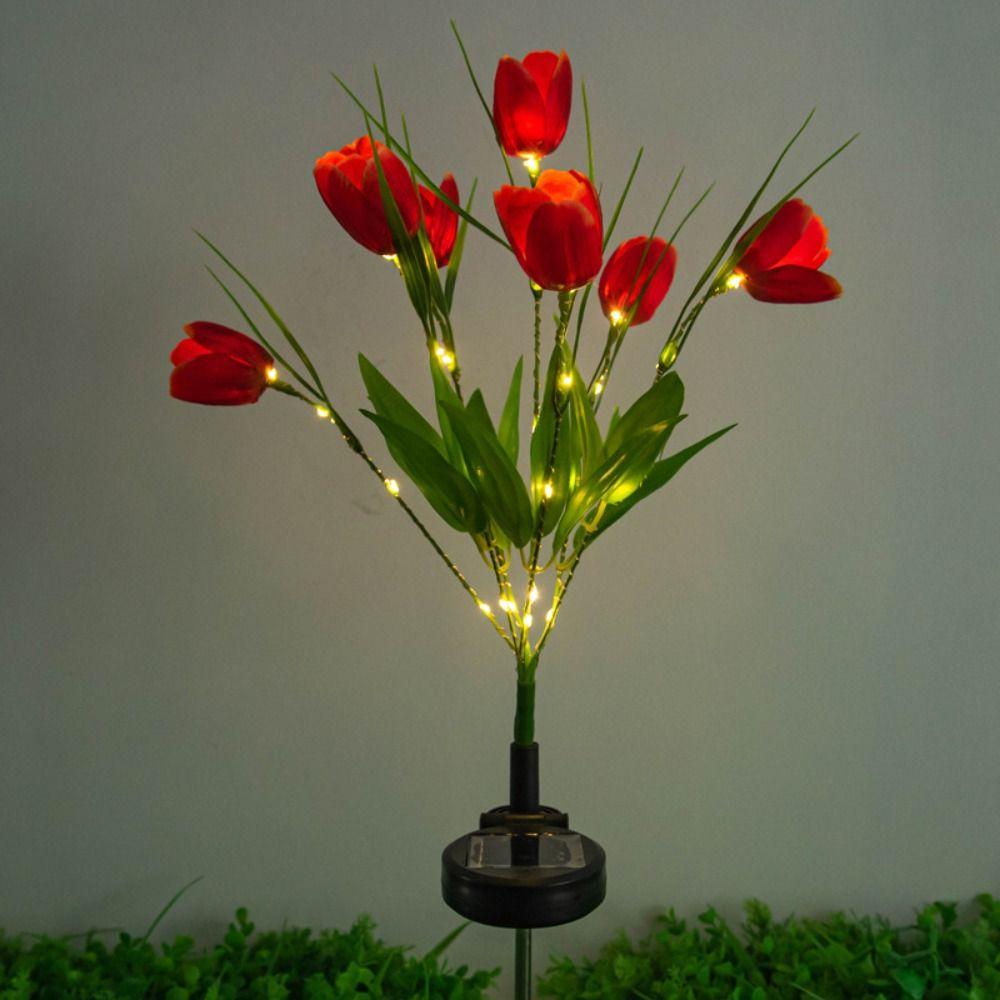 7 Head Tulip Flower Solar Garden Lights LED Lights Waterproof Design Solar Landscape Light Realistic Flower Design