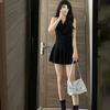 Pure Desire To Hang the Neck Fake Two-piece Lace Dress Women's Summer New Small Man Looking Thin Waist Swing Collar Black Short Skirt