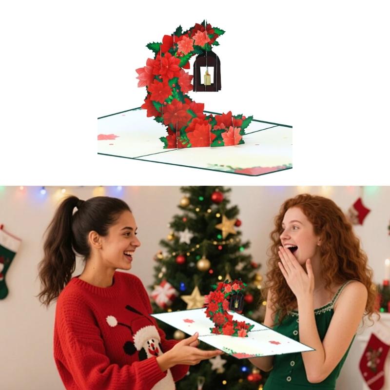 Artistic Stereoscopic Holiday Card Handcrafted Sustainable Greeting For Christmas Birthdays And Special Incidents