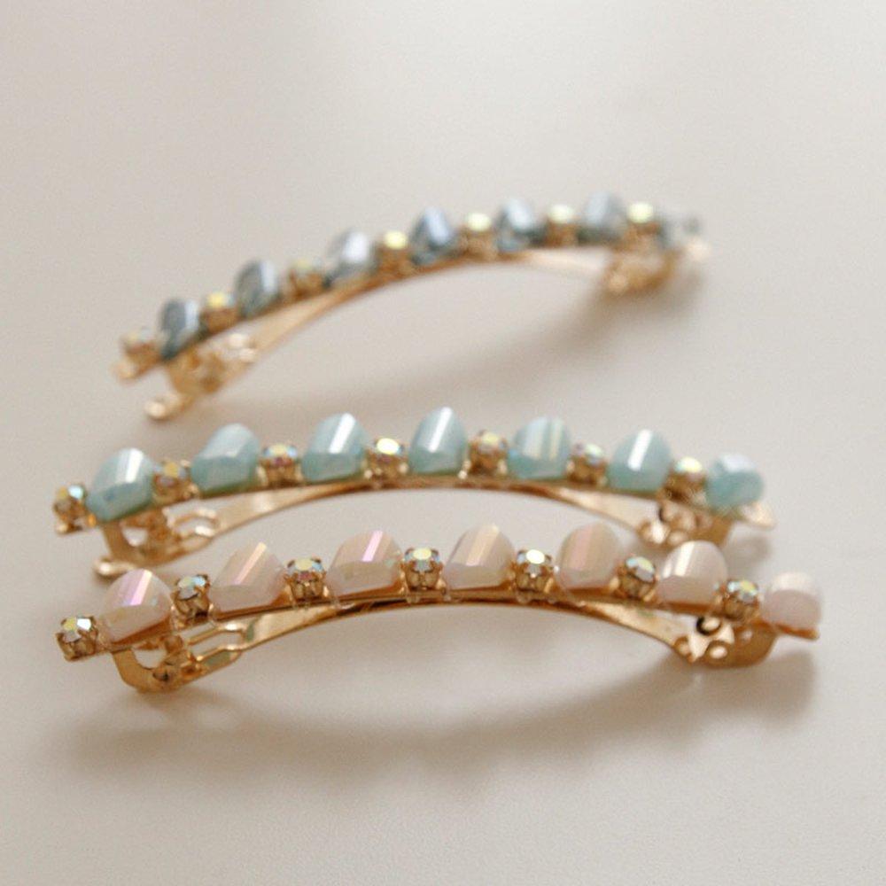 

Jlauren Crystal Color Cubic Automatic Hairpin H01210 Aurora Pink