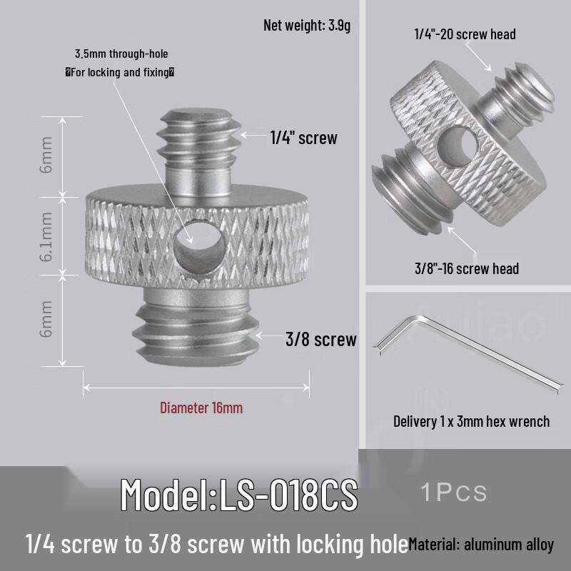 TEXIAN 1/4 to 3/8 Camera Tripod & Light Stand Screw Adapter