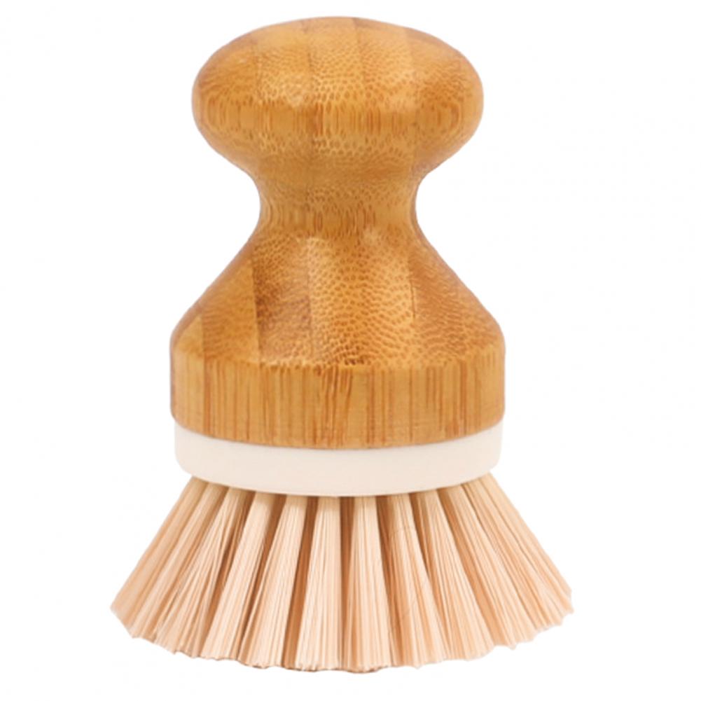 Dish Bamboo Scrub Brushes Pot Brush Round Mini Scrub Brush Natural Scrub Brush Wet Cleaning Scrubber for Wash Dishes Pots Pans