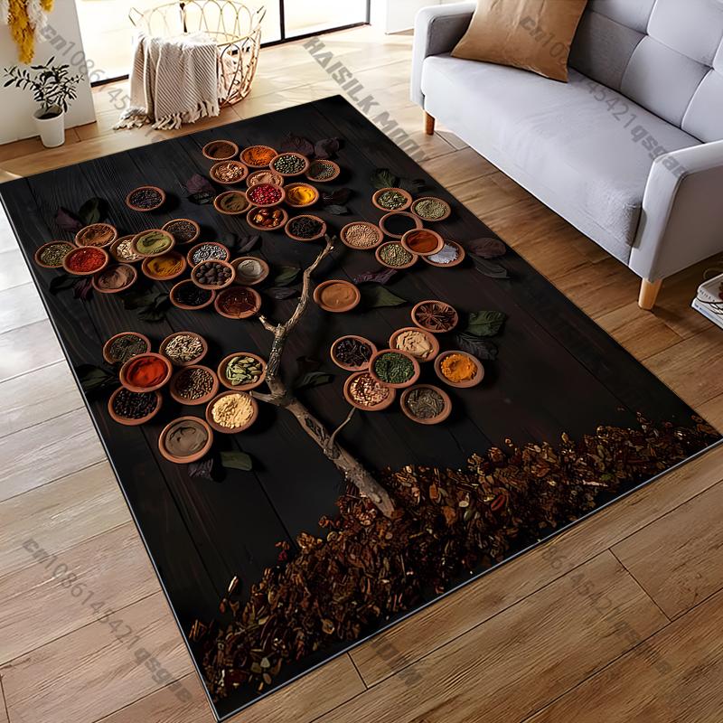 Kitchen Seasoning Pictures Printed Area Rug,Carpet for Home LivingRoom Bedroom Sofa Doormat Kitchen Decor,Non-slip Floor Mat