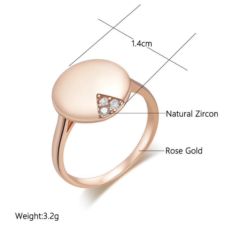 Ring im russischen Stil, roségoldfarben, reiner glatter Kreis für Damen, natürlicher Zirkon, Brautgeschenk, Ewigkeitsliebe-Schmuck