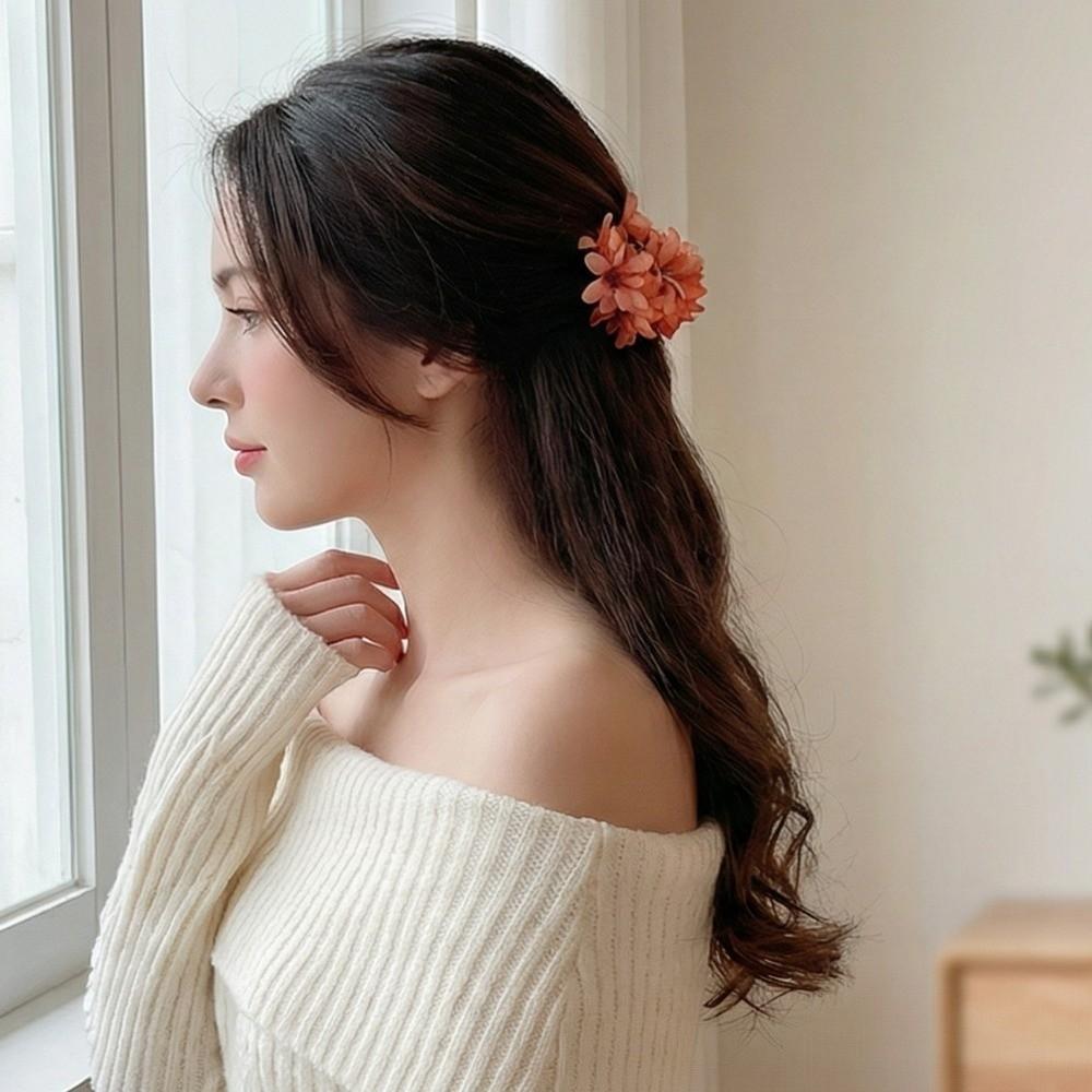 Colorful Flower Hairpin Cloth Ponytail Holder Elegant Hanfu Hair Clip  Summer Accessories