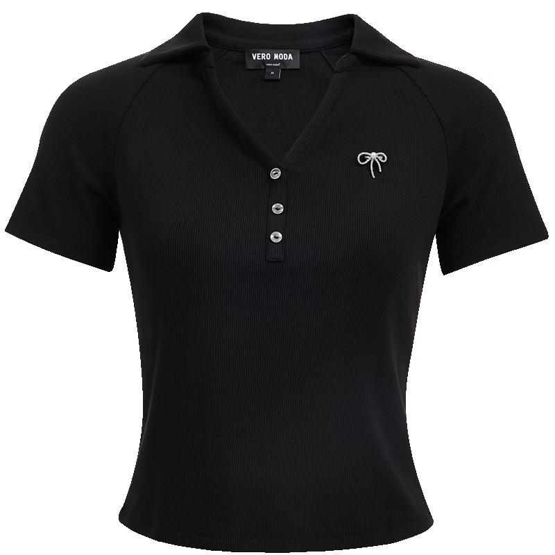 VERO MODA Women's Sleeveless V-Neck Top with Detachable Butterfly Brooch