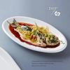 Fu Ou Pure White Ceramic Oval Fish Platter
