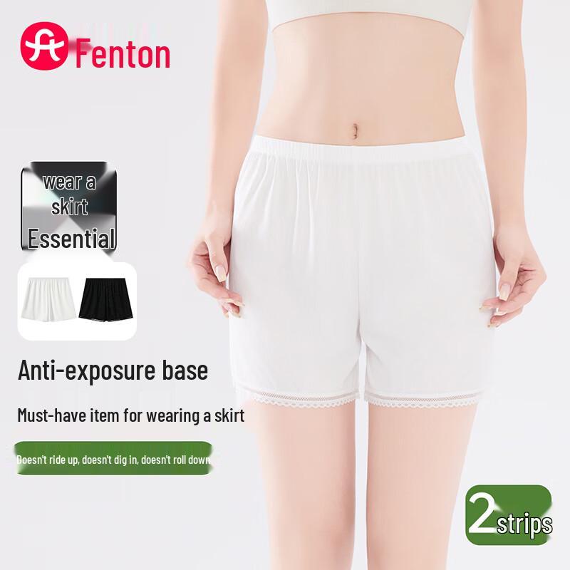 Fenteng Women's Breathable Lace Anti-Chafe Safety Shorts 2-Pack