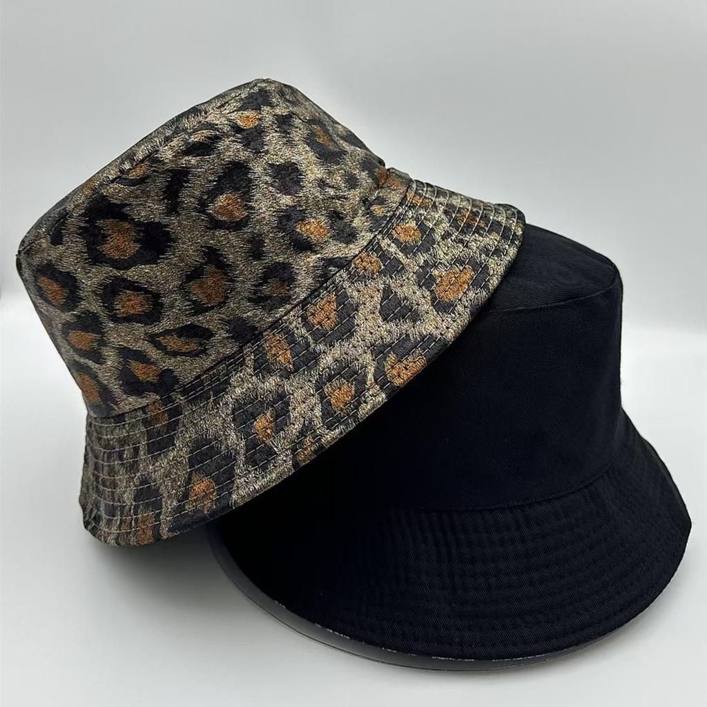 Bucket Hat Women Men Leopard Print Hip Hop Dance Party Outdoor Sunshade Casual Sun Hat Double Sided Spring Summer New
