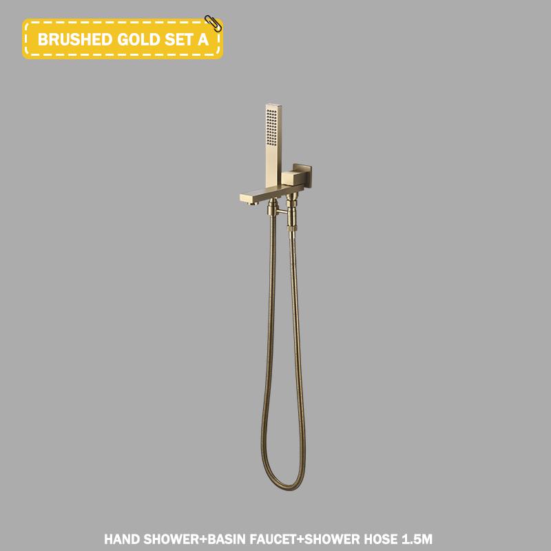 Black Bathtub Shower Faucet Wall Mounted Brass Swivel Bathtub Spout With Hand Shower Bathroom Hot And Cold Bathtub Shower Faucet
