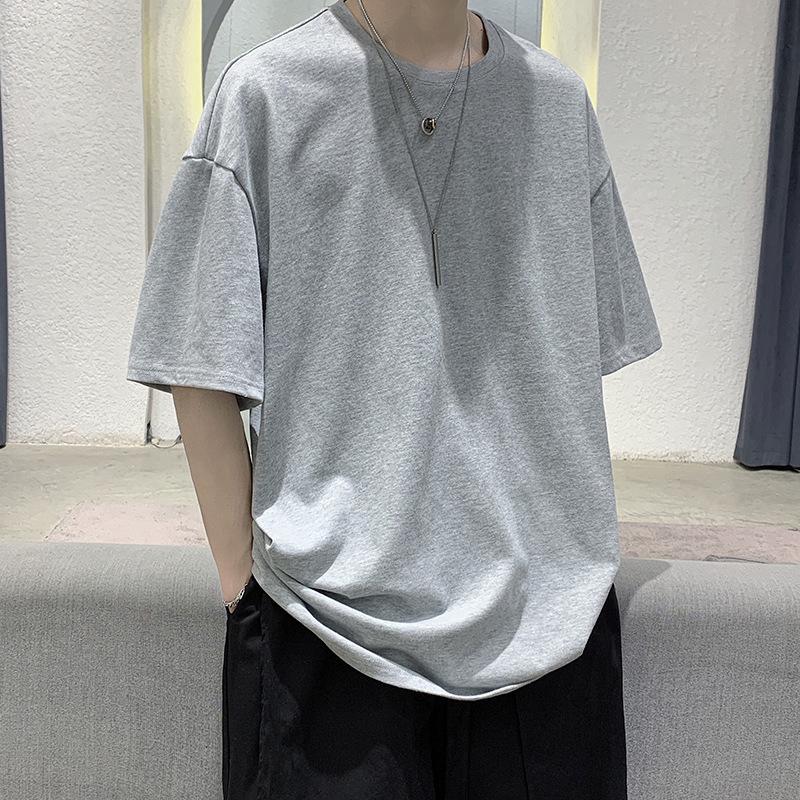 Short Sleeve Summer Oversized T-shirt for Men Solid Color Casual Basic O-Neck Women's T Shirts