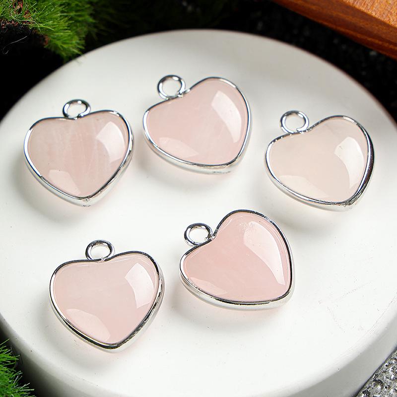 Heart-Shaped 15x19mm Natural Amethyst Agate Jade Bezel Pendant for DIY Jewelry Making