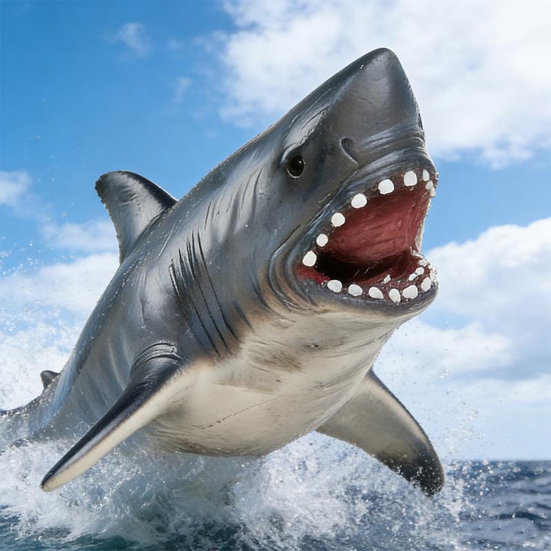 Soft Rubber Marine Life Toy: White Shark, Humpback Whale & Megalodon Model for Children