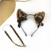Leopard Cats Ears Headband with Bells Collar Set Cats Costumes Accessories for Women Halloween Cosplay Party Costumes