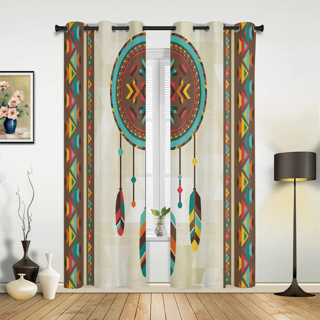 Indian Flowers Window Curtains Home Decoration Living Room Curtains Custom Window Treatments Drapes Cortinas For Kitchen Bedroom