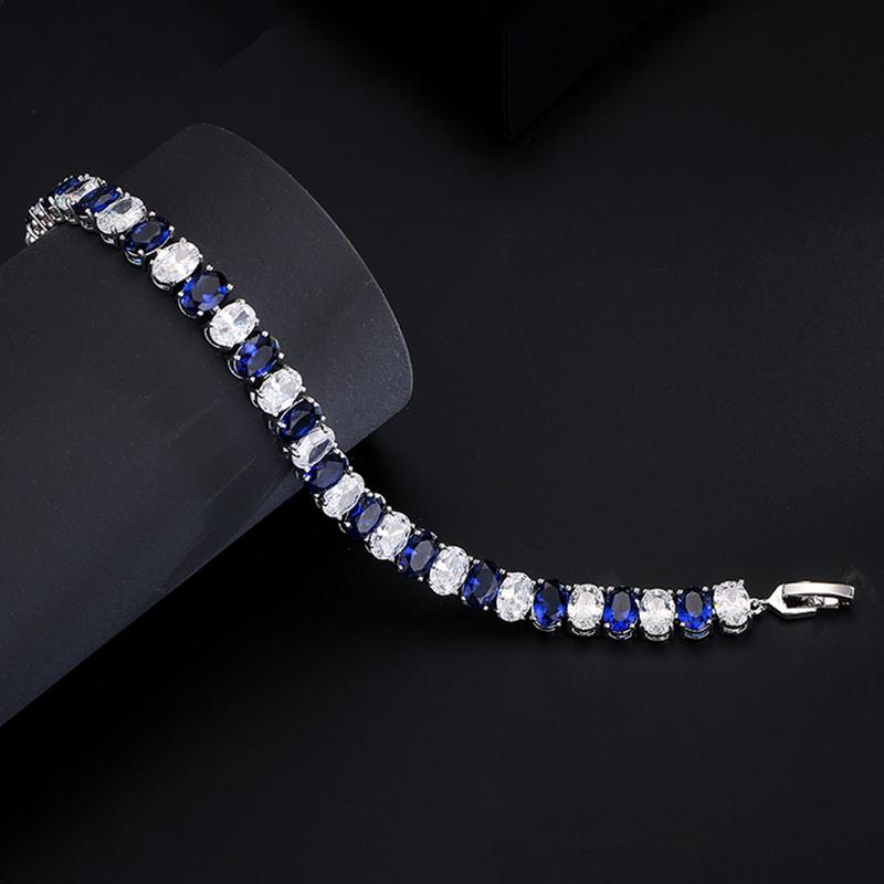 A Pulseira Sexy e Exquisita de Zircônia Cúbica Safira é Adequada para Mulheres Viajarem, Banquete, Uso para Festa