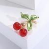Strass Kirschfrucht Brosche Emaille Legierung Einfache Brosche Mode Damen Vielseitige Anstecknadel Accessoires