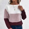 Women Spring Autumn Sweaters O-neck Stripe Knitted Fashion Long Sleeve Casual Color Collision Short Tops Korean Style Top