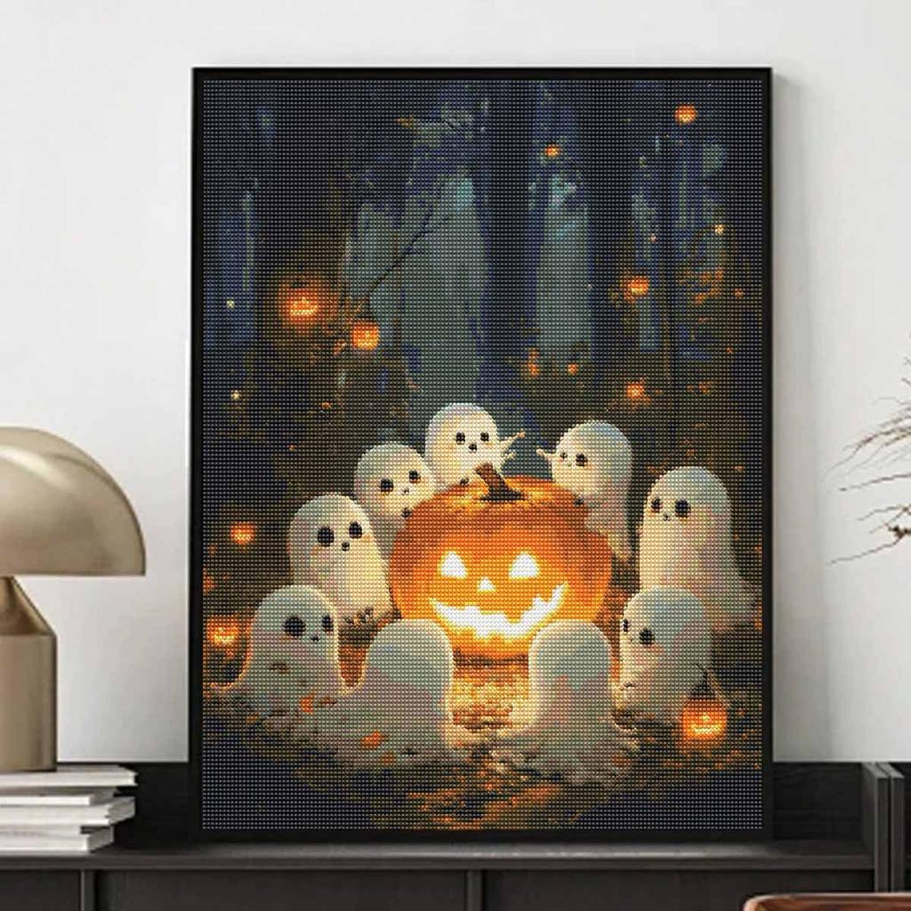 Halloween diamond painting kit cute glowing pumpkin and spirit handmade diy painting home decoration painting