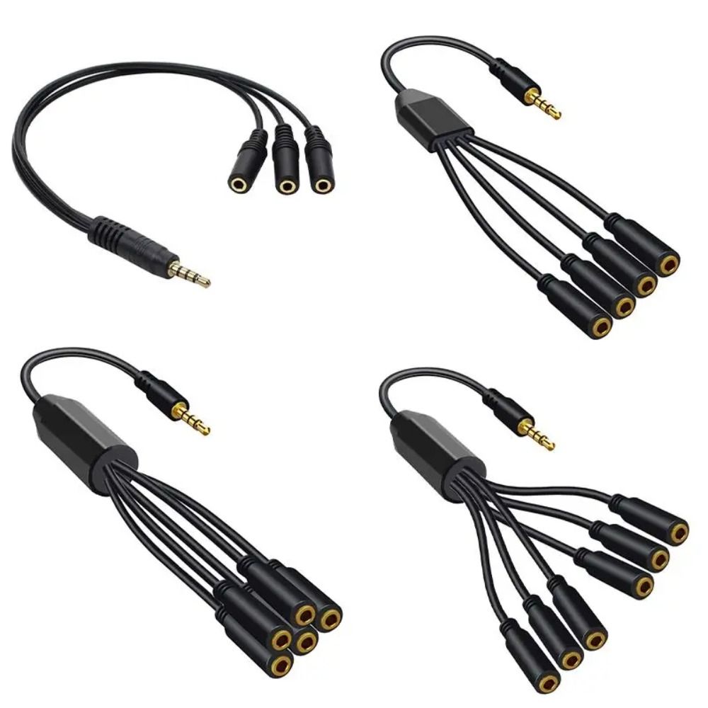 3.5mm Headset Splitter Cable Stereo 30cm Audio Jack Extender Male To Female 1 To 6/5/4/3 Port AUX Adapters Cord
