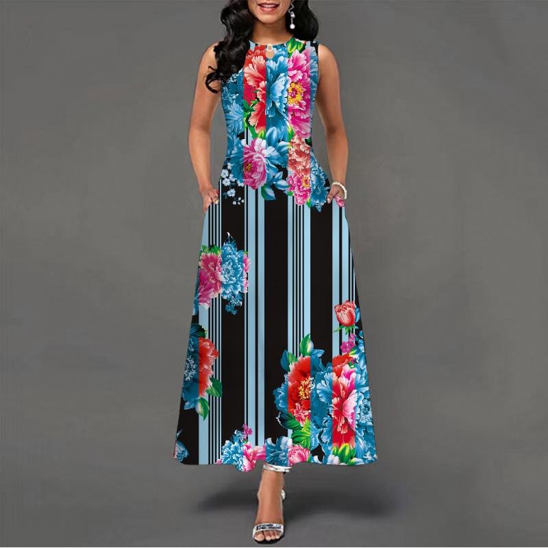 2025 New Fashion Trend Dresses Spring Summer Printed Waist Dresses Fashion Women's
