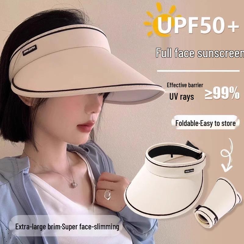 Women's Foldable Summer Sun Hat - UV Protection, Empty Top, Outdoor 2025 Design